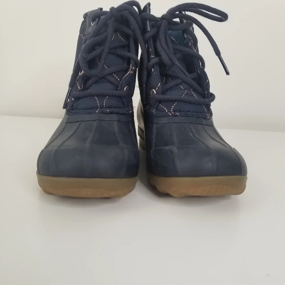 Sperry Navy Gold Quilted Port Boot Size 1M Girls Youth